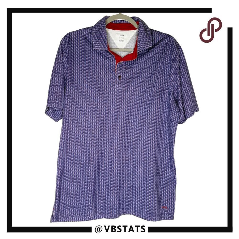 BRAX Men's Ultralight Easy Care Pico Short Sleeve Polo‎ Shirt Purple Large